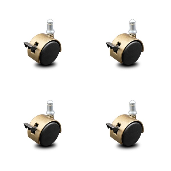 Service Caster 2 Inch Antique Brass Hooded Nylon Wheel Grip Ring Chair Caster with Brake, 4PK SCC-GR02S50D-NYS-WA-B-716X78-4 - main
